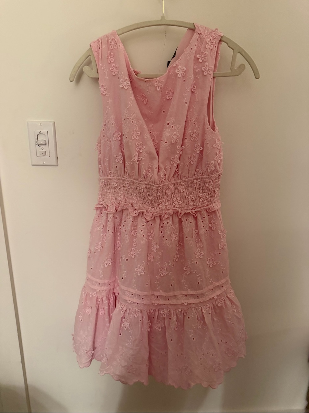 Girls' Pink Flower Detail Tiered Dress